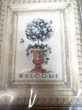 Dimensions Matted Accents Topiary Welcome Counted Cross Stitch Kit 8"x10" With M